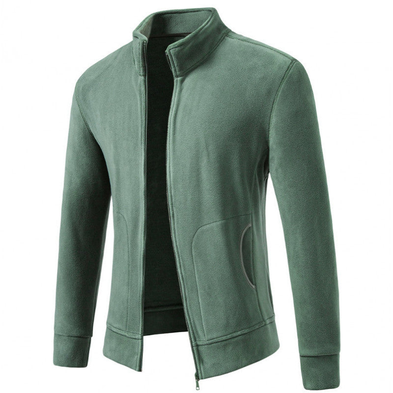 Herren Slim-Fit Fleecejacke mit Stehkragen, durchgehendem Reißverschluss und Eingrifftaschen Drune
