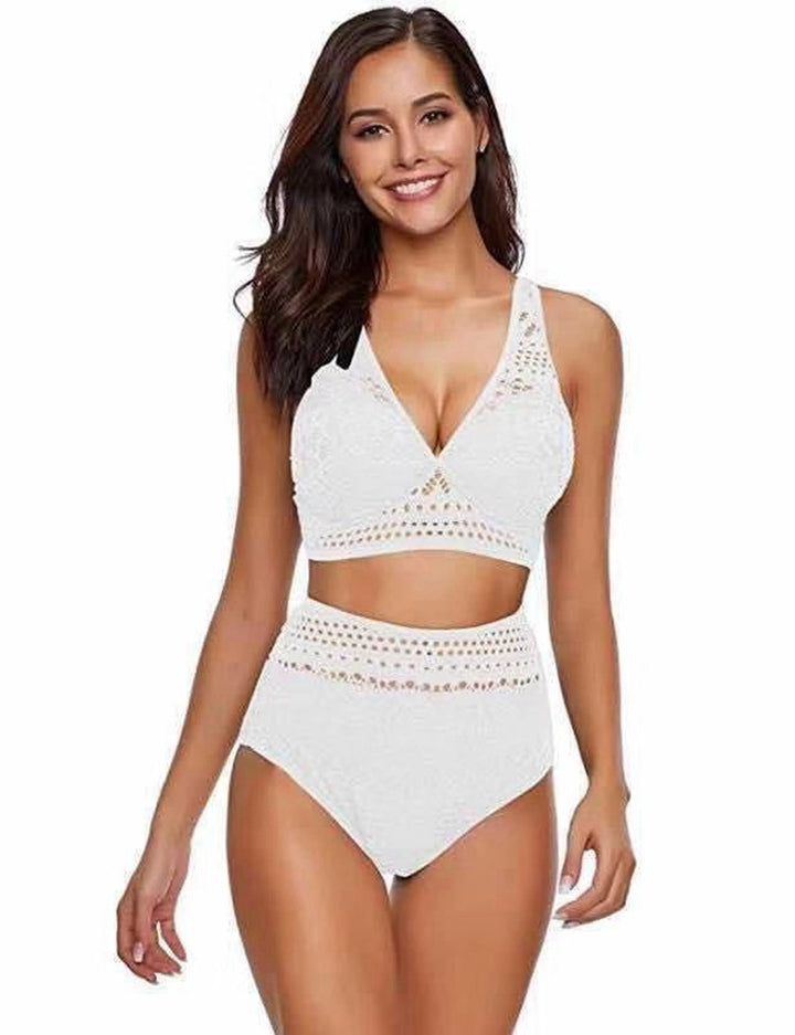 Damen Hochtailliertes Bikini-Set mit Spitzendetails und eleganter Passform Drune