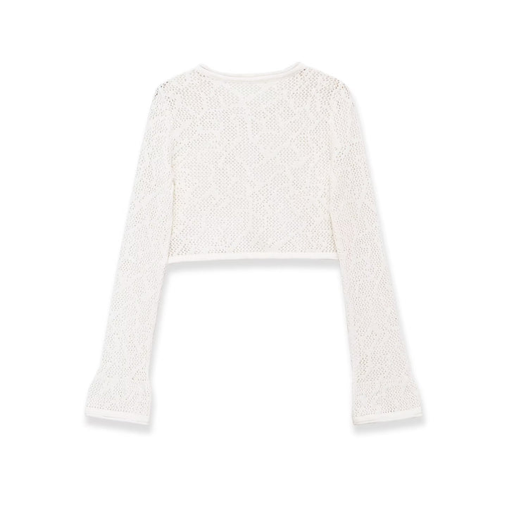 Damen Cropped Strickoberteil mit elegantem Längs-Muster Drune