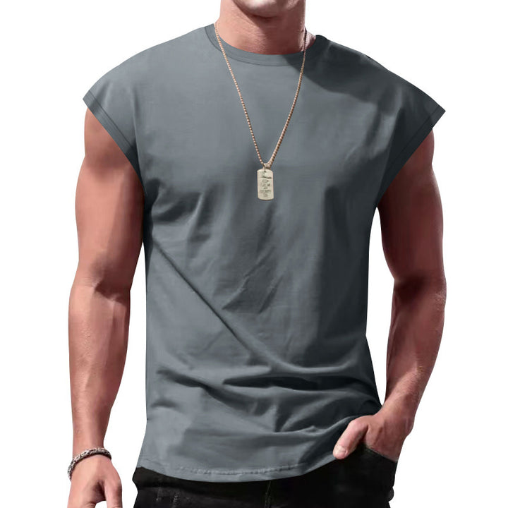 Herren nan lockeres ärmelloses Muskelshirt aus Baumwolljersey mit überschnittener Schulterpartie Drune