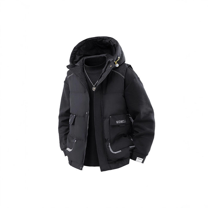Herren Gesteppte Outdoor-Weste mit Kapuze, Cargo-Taschen und verstellbarem Saum Drune