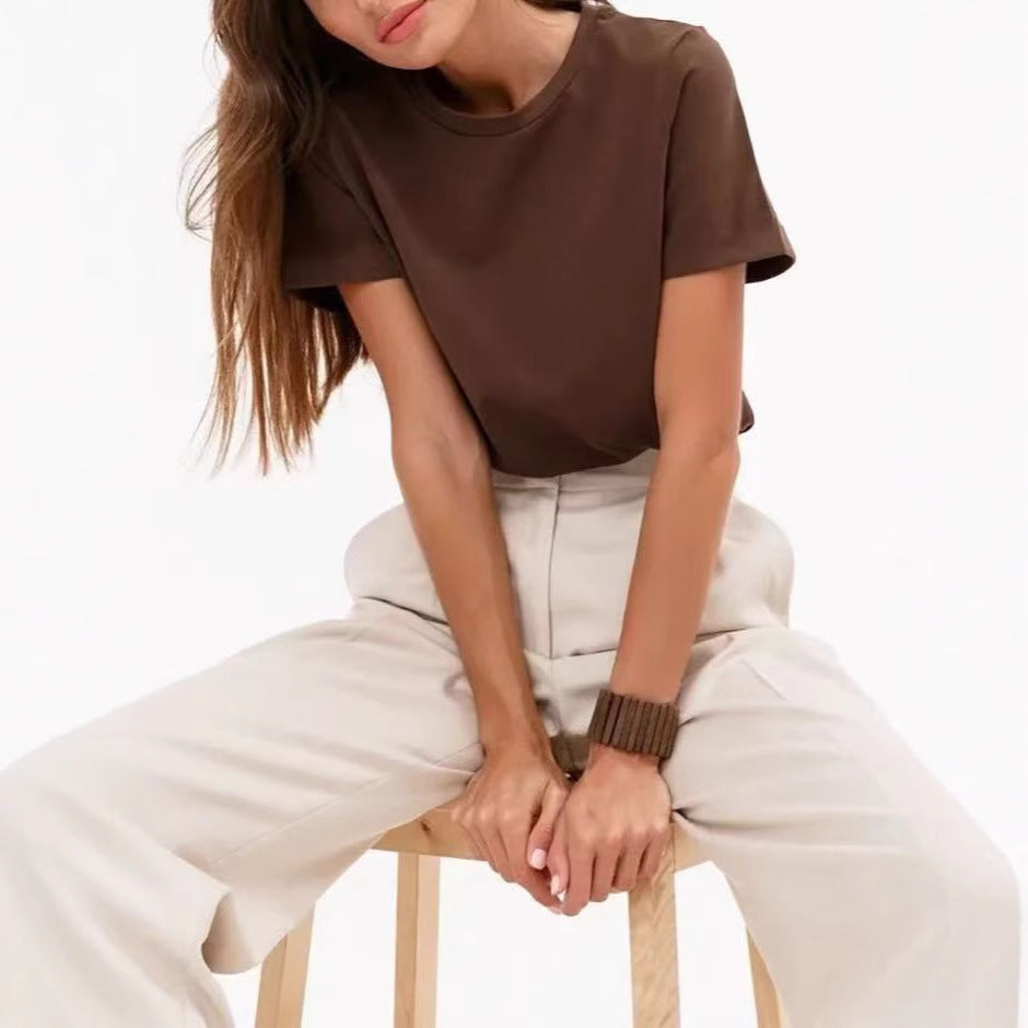 Damen Basic T-Shirt mit hochwertiger Baumwollqualität und lässigem Schnitt Drune