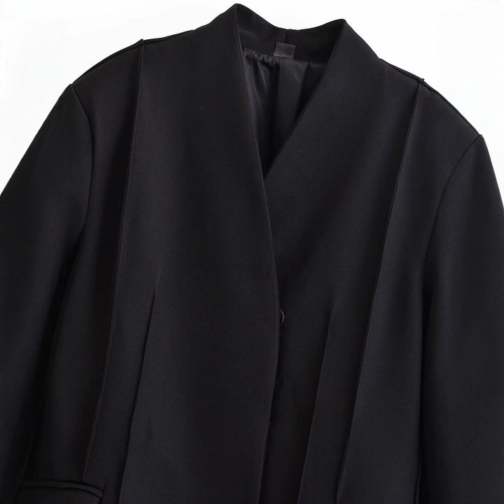 Damen Taillierter Blazer mit Schalkragen, verdeckter Knopfleiste und Pattentaschen Drune