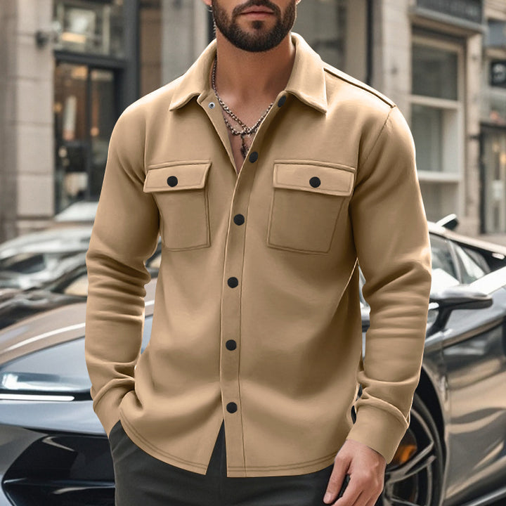 Herren Overhemdjacke mit zwei aufgesetzten Taschen und strukturiertem Stoff Drune