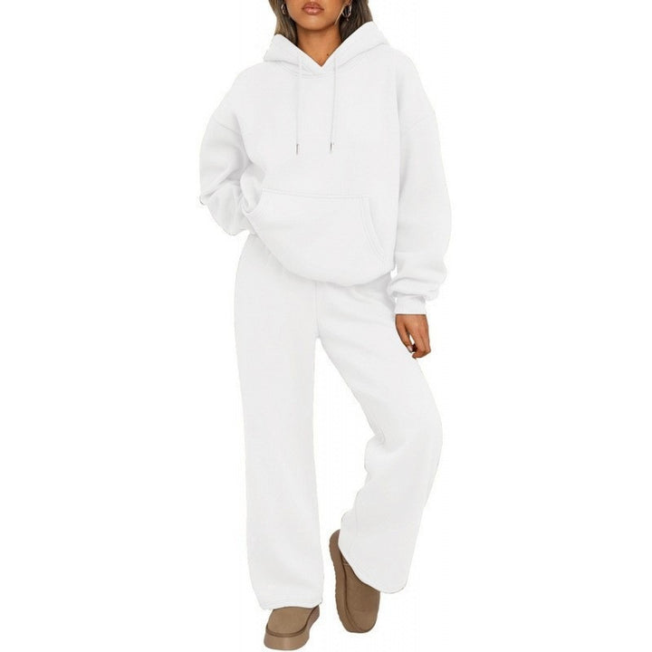 Damen Oversized Hoodie-Set mit Kängurutasche und weiter Palazzohose Drune