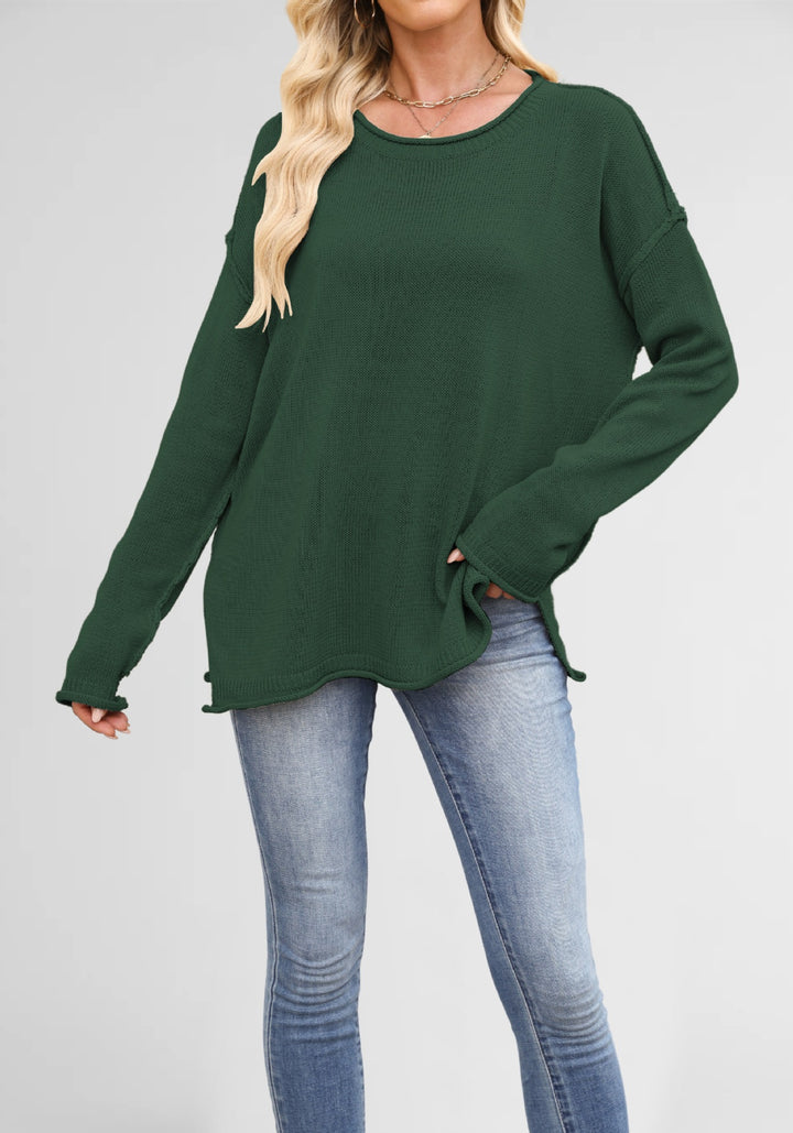 Damen gemütlicher Strickpullover mit weitem Schnitt Drune