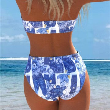Damen Bikini-Set mit elegantem Bandeau-Oberteil und hochgeschnittenen Shorts Drune