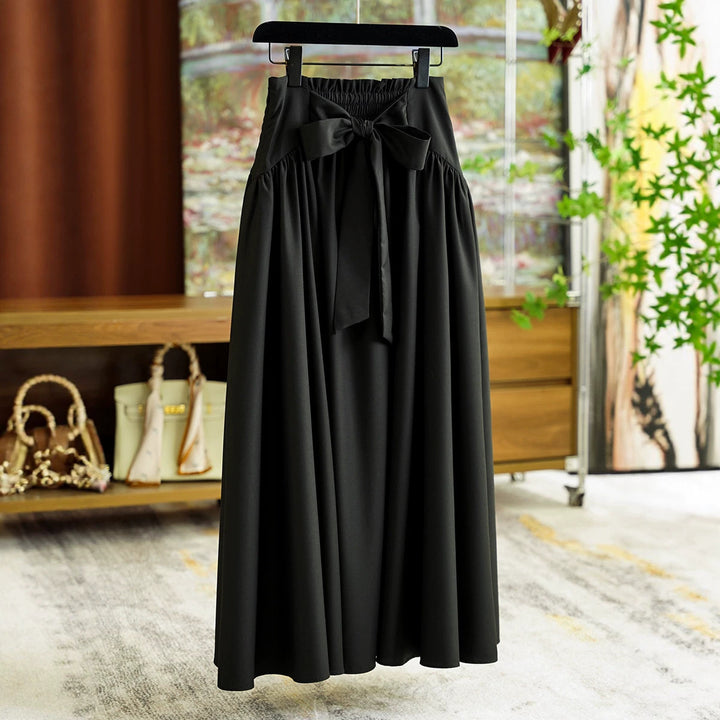 Damen Eleganter Maxirock mit Taillengürtel Drune