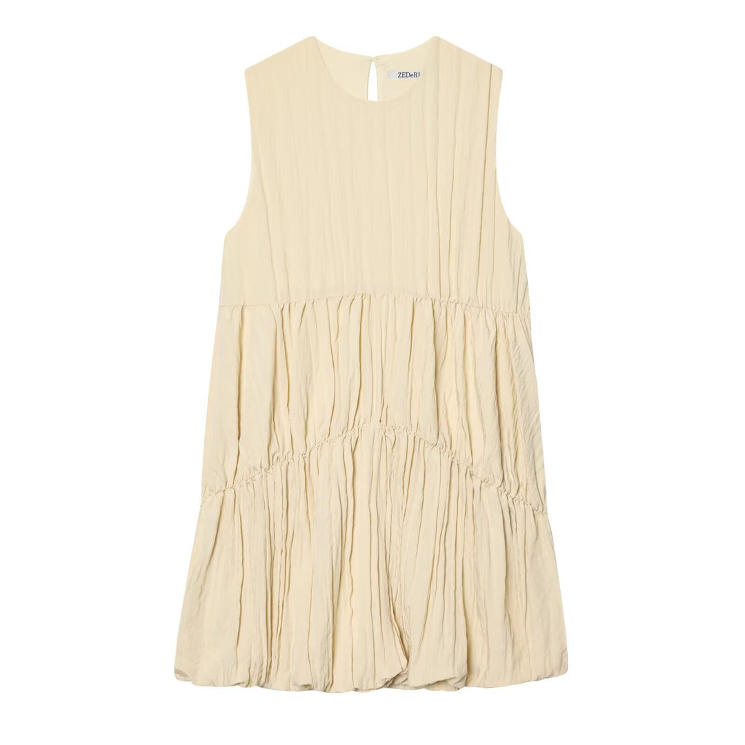 Damen luftiges Maxikleid mit plissierten Details und schmeichelndem Schnitt Drune