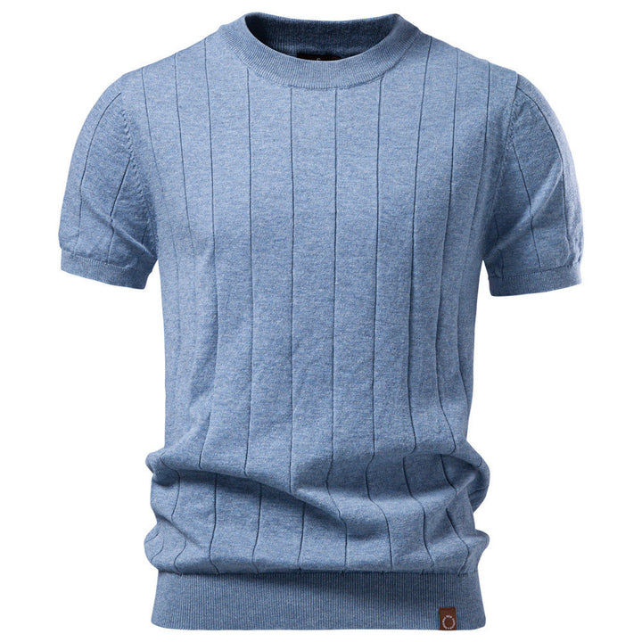 Herren nan leichter Kurzarm-Strickpullover mit feiner Rippenstruktur und Rundhalsausschnitt Drune