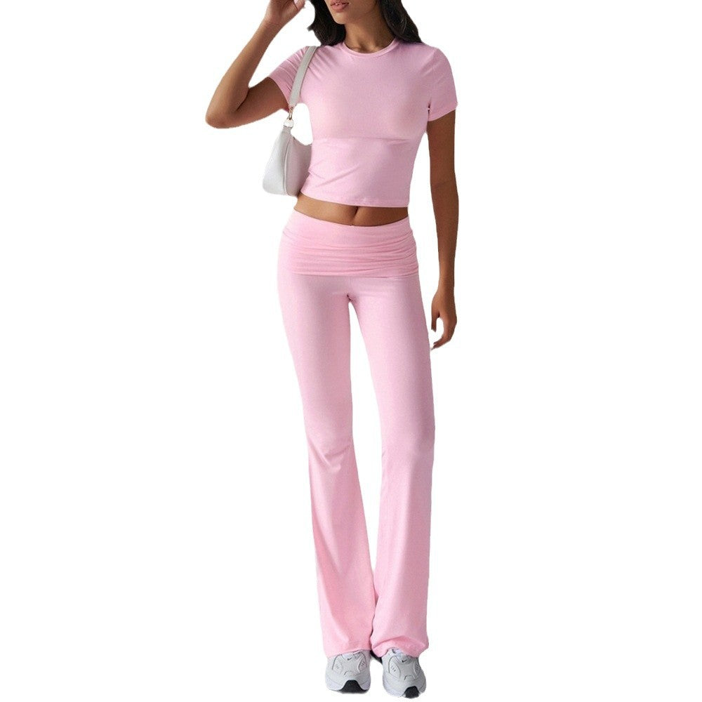 Damen Sportliches Set mit figurbetontem Oberteil und flared Leggings Drune
