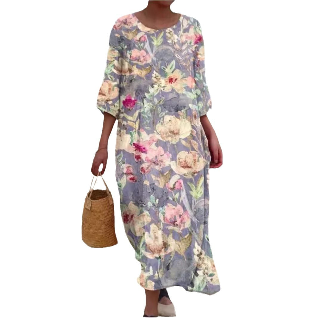 Damen Maxikleid mit floralem Design und lässigem Schnitt Drune