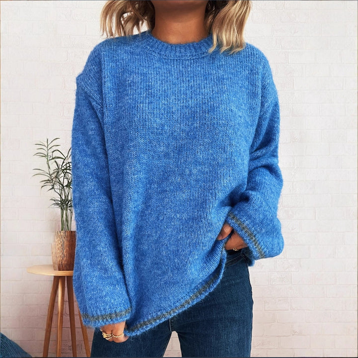 Damen lässiger Wohlfühlpullover mit blockfarbenem Design Drune