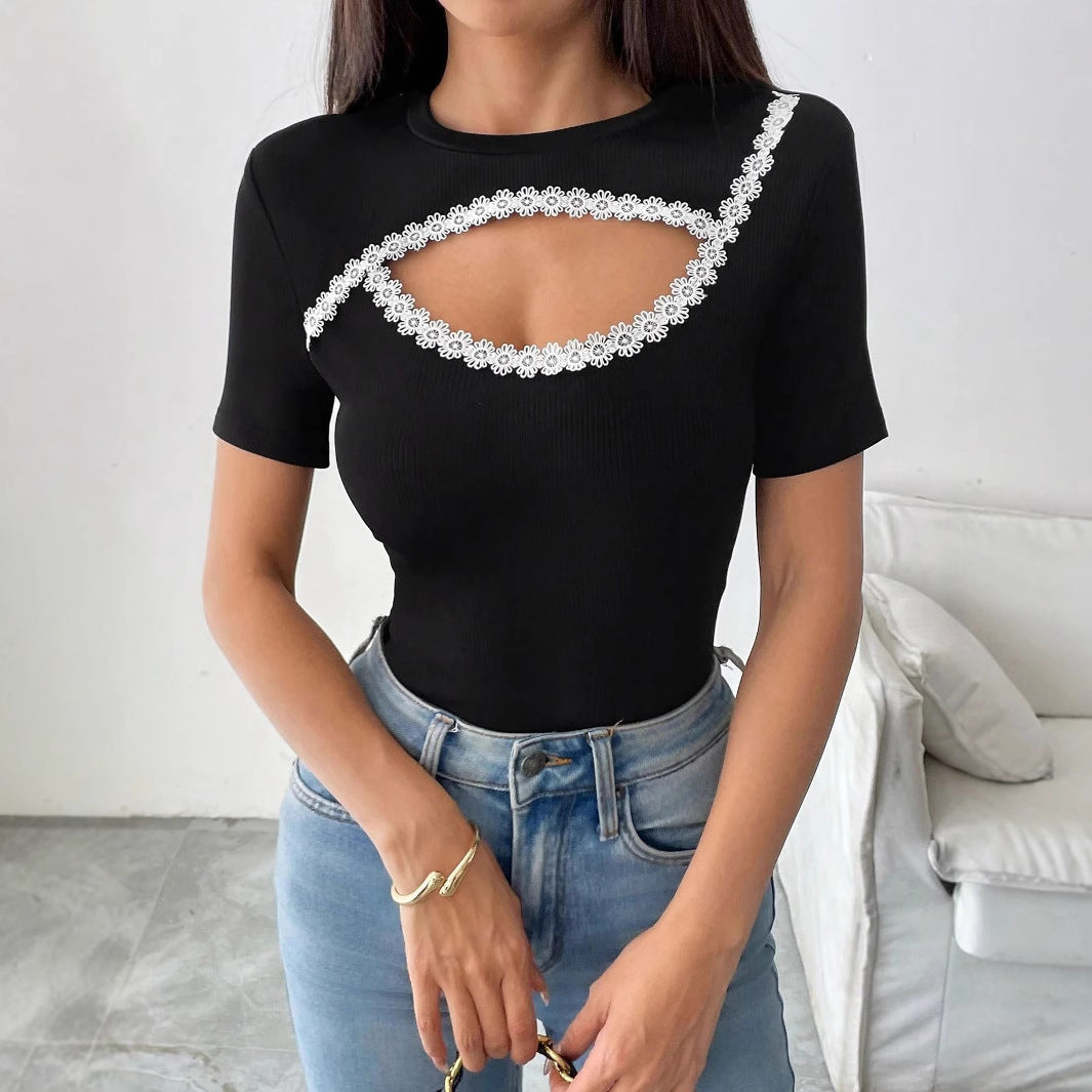 Damen Cut-Out Body mit floralen Details Drune
