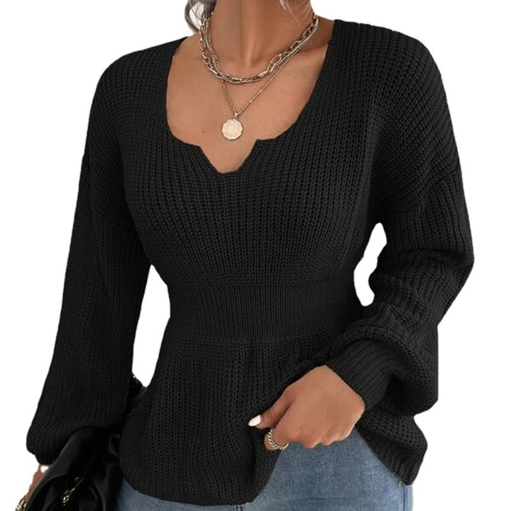 Damen modischer Strickpullover mit weichem Material und charmantem V-Ausschnitt Drune