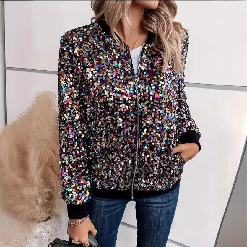 Damen Funktionsjacke mit glitzerndem Paillettendesign und bequemen Bündchen Drune