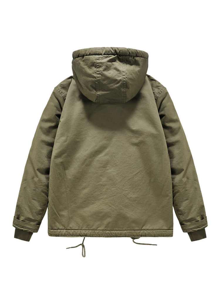 Herren Kurzparka mit Teddyfutter, Kapuze und Zwei-Wege-Reißverschluss Drune