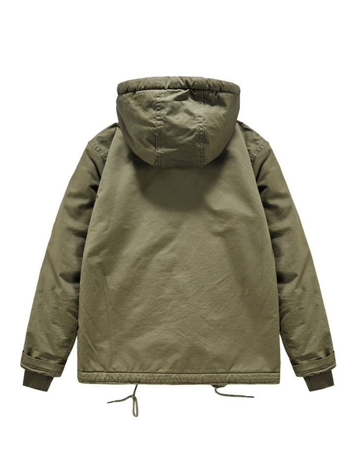 Herren Kurzparka mit Teddyfutter, Kapuze und Zwei-Wege-Reißverschluss Drune