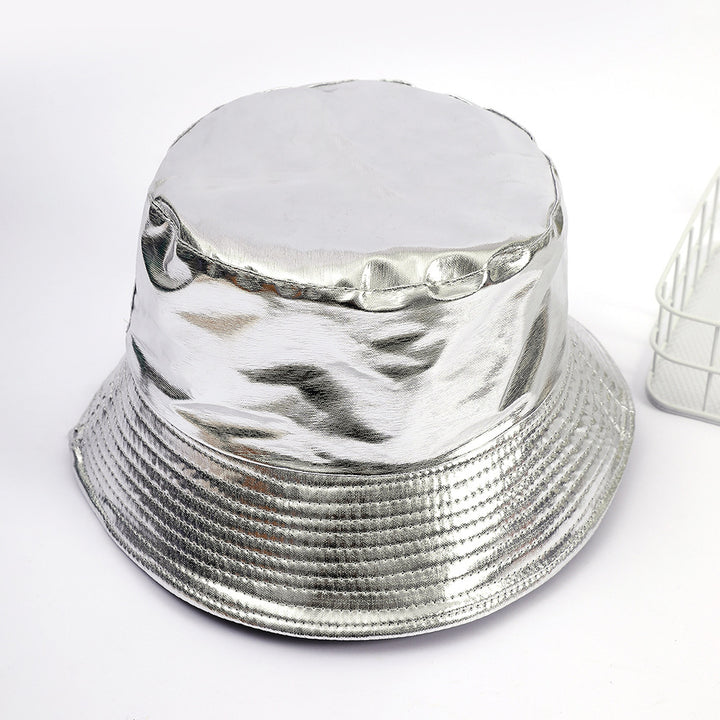 Damen Glänzender Regen-Bucket Hat mit breiter Krempe und wasserdichter Beschichtung Drune