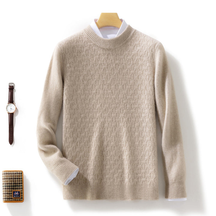 Damen Strukturierter Mockneck-Pullover im Kaschmir‑Look mit geometrischer Wabenstruktur Drune