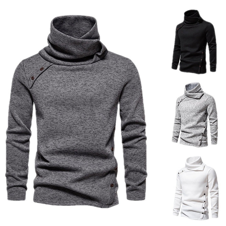 Herren nan Strickpullover mit großem Schalkragen, asymmetrischer Knopfleiste und schmaler Silhouette Drune