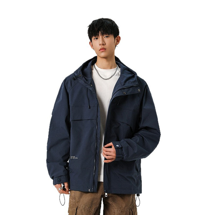 Herren Technische Kapuzen-Softshelljacke mit hohem Kragen und verstellbarem Saum Drune