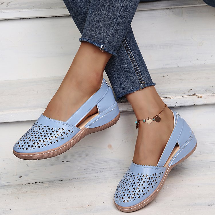 Damen Atmungsaktive Ballerinas mit modischem Lochmuster Drune