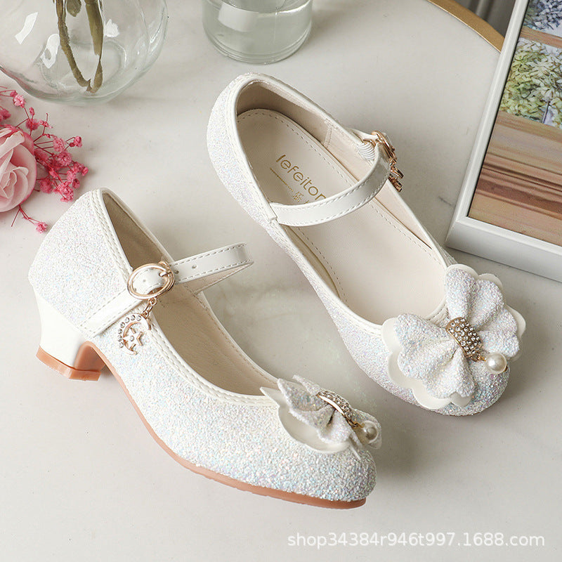 Mädchen Glitzernde Ballerinas mit Schleifenapplikation Drune