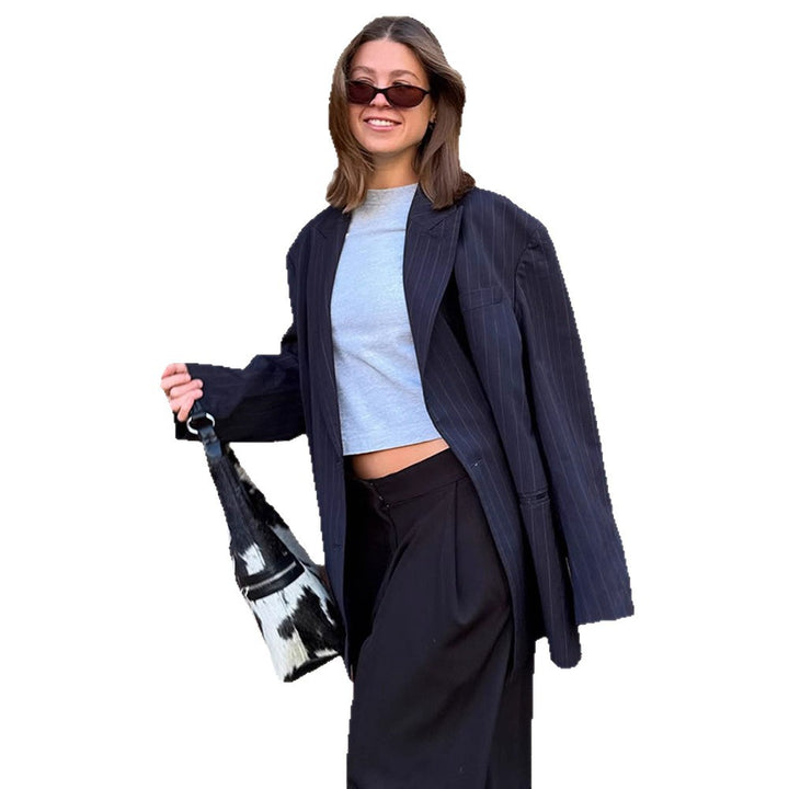 Damen Oversized Blazerjacke mit tailliertem Schnitt und feinen Nadelstreifen Drune