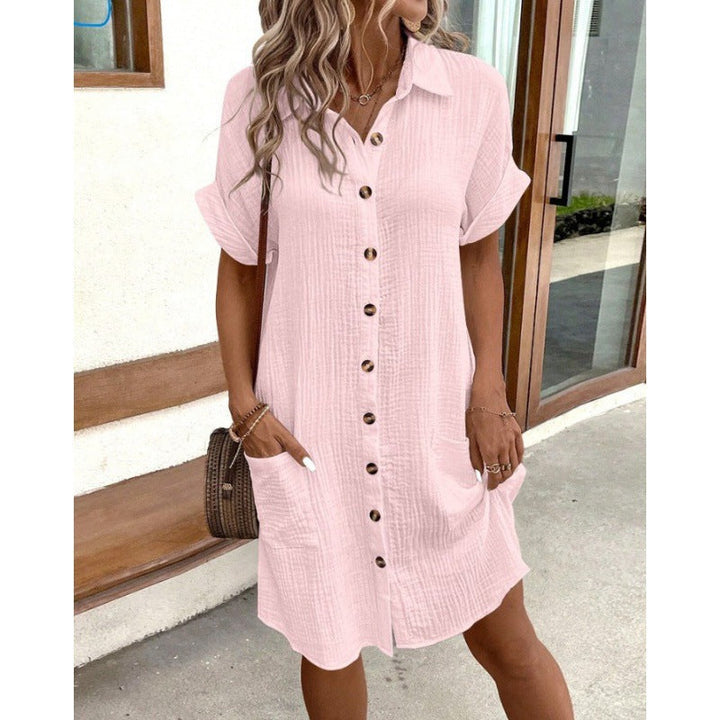 Damen Hemdkleid mit Knopfleiste und praktischen Taschen Drune