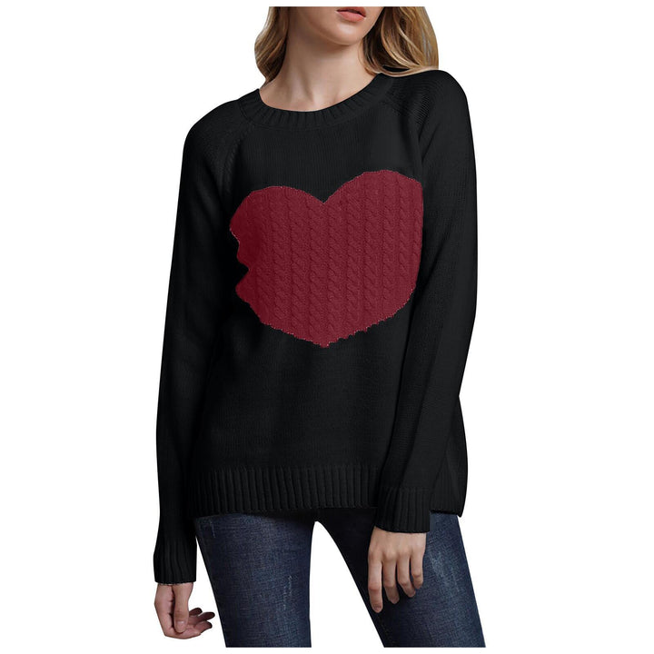 Damen Strickpullover mit Herzapplikation, Rippbündchen und legerer Passform Drune