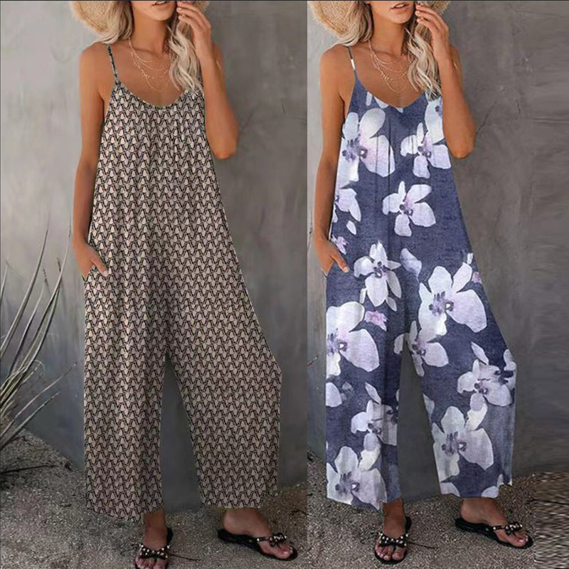 Damen lässiger Jumpsuit mit zartem Muster Drune