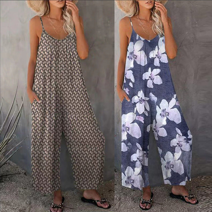 Damen lässiger Jumpsuit mit zartem Muster Drune
