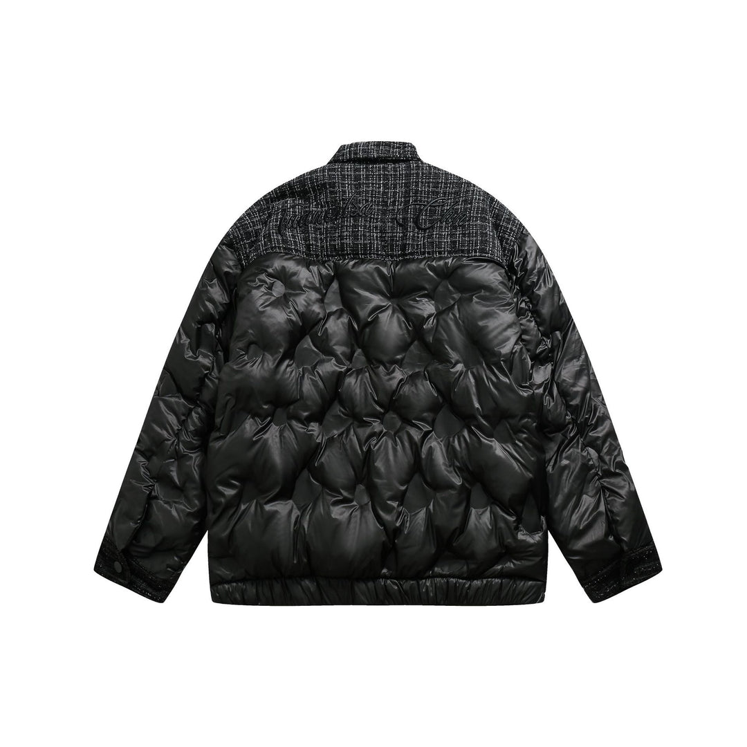 Damen gesteppte Hemdblousonjacke mit Tweedbesatz und Pattentaschen Drune