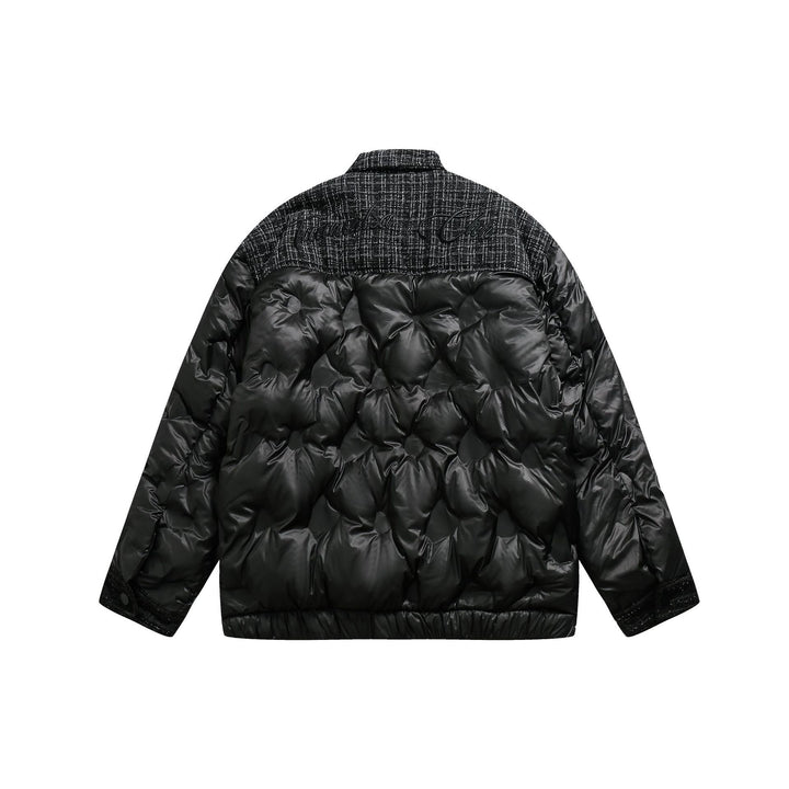 Damen gesteppte Hemdblousonjacke mit Tweedbesatz und Pattentaschen Drune