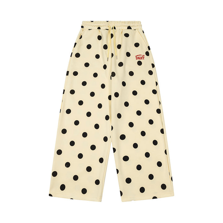 Damen Weite Culotte-Sweathose mit elastischem Komfortbund und Polka-Dot-Print Drune