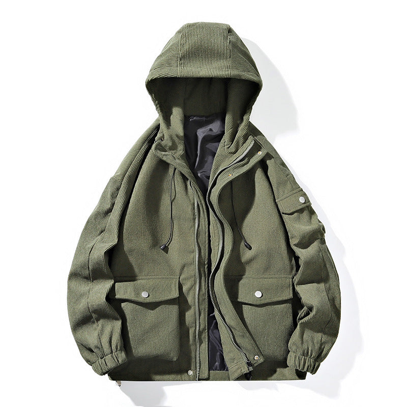 Herren Modische Outdoorjacke mit Kapuze Drune