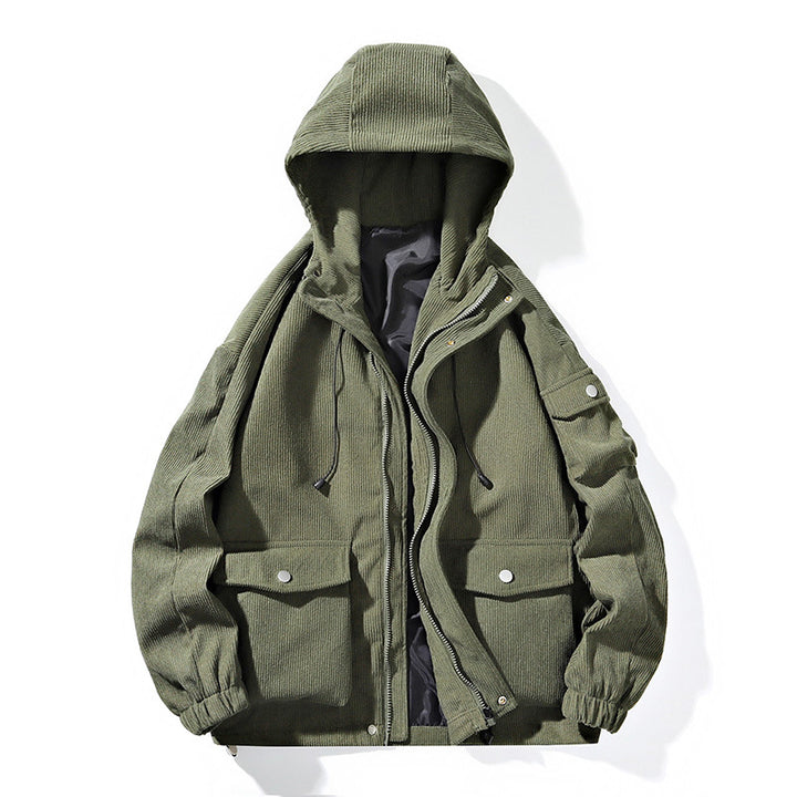 Herren Modische Outdoorjacke mit Kapuze Drune