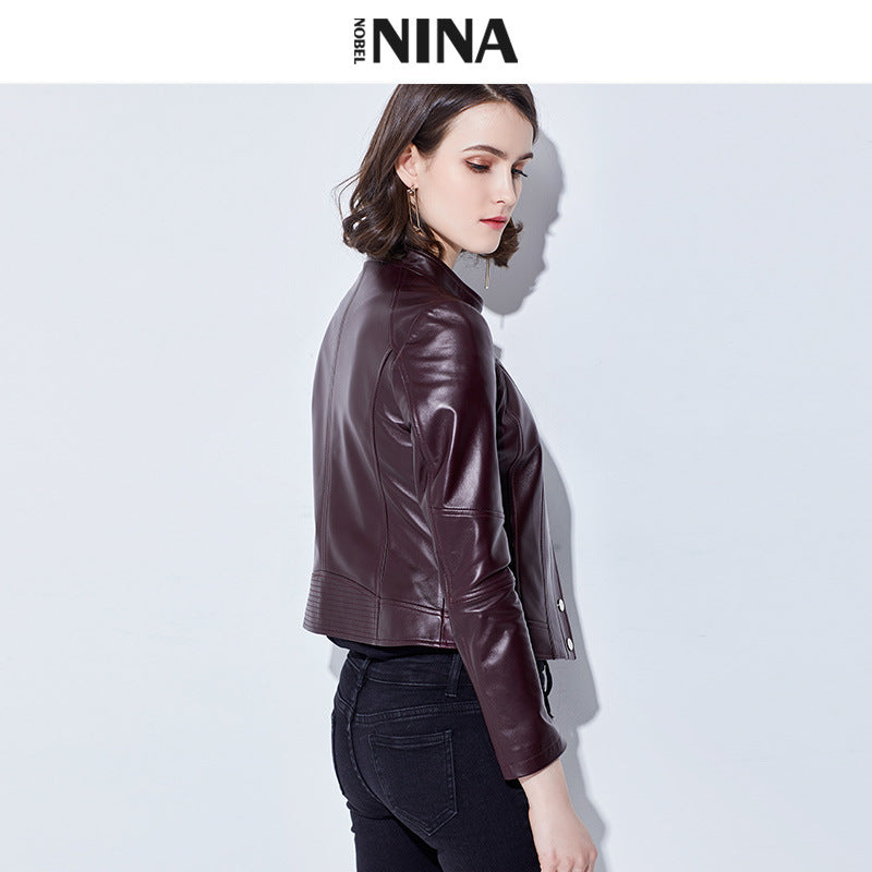 Damen Trendige Bikerjacke aus hochwertigem Leder Drune
