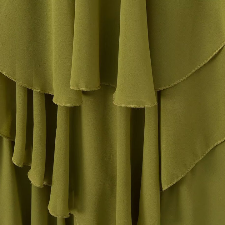 Damen Maxikleid mit schwingenden Volants Drune