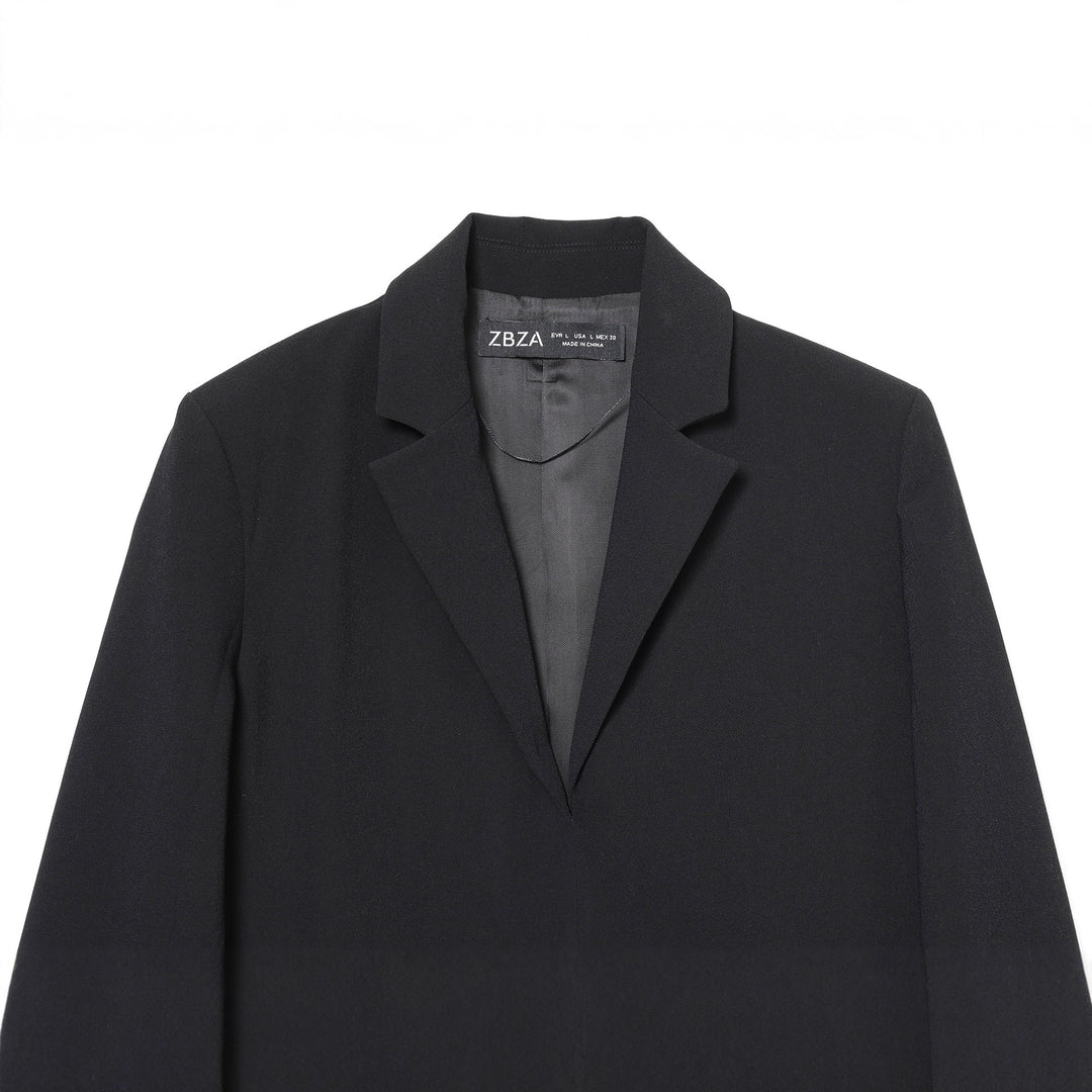 Damen nan taillierter Longblazer mit spitzensaum und Pattentaschen Drune
