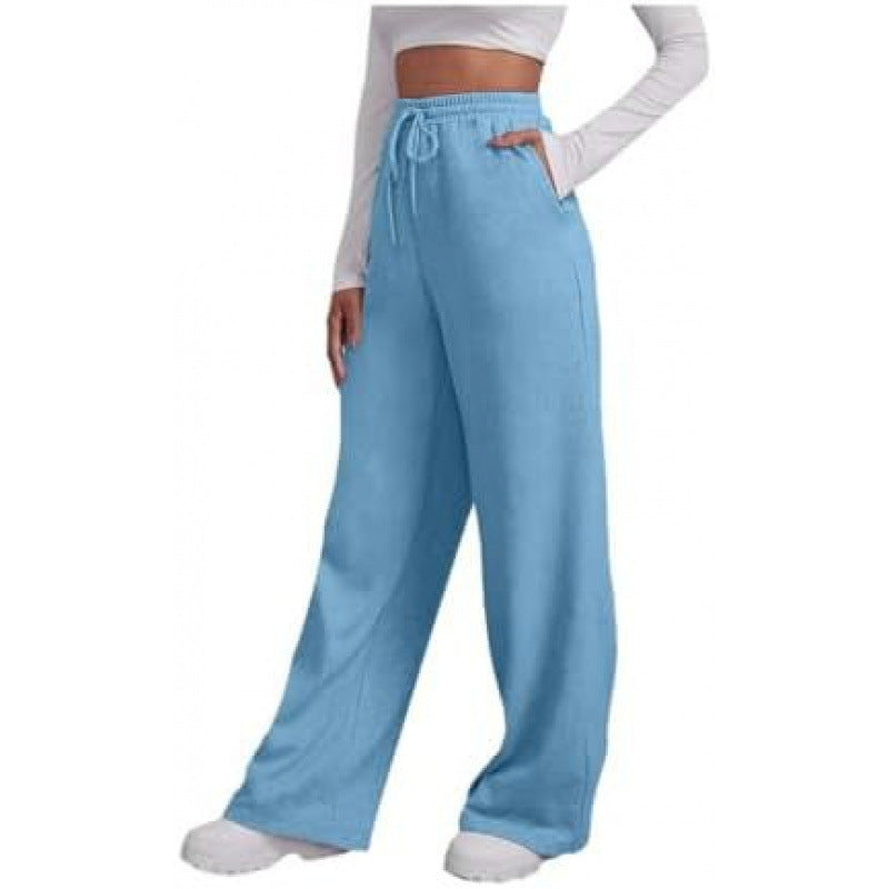 Damen nan fließende High-Waist Palazzo-Loungehose aus leichtem Jersey mit Elastikbund und praktischen Eingrifftaschen Drune
