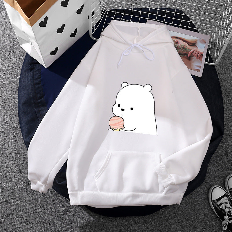 Damen nan oversized Kapuzenpullover im Streetstyle mit weichem Fleece-Innenfutter, Kängurutasche und farbenfrohem Cartoon-Katzen-Planet-Print Drune
