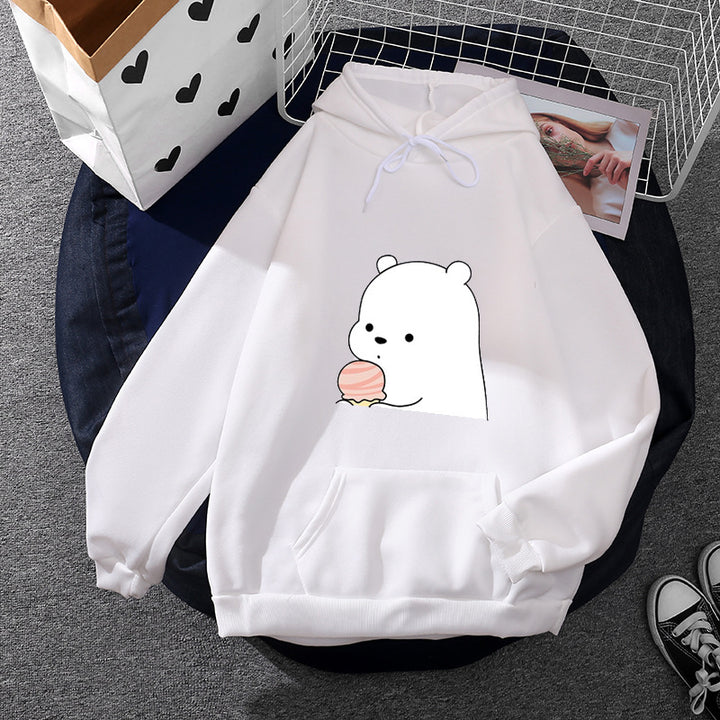 Damen nan oversized Kapuzenpullover im Streetstyle mit weichem Fleece-Innenfutter, Kängurutasche und farbenfrohem Cartoon-Katzen-Planet-Print Drune
