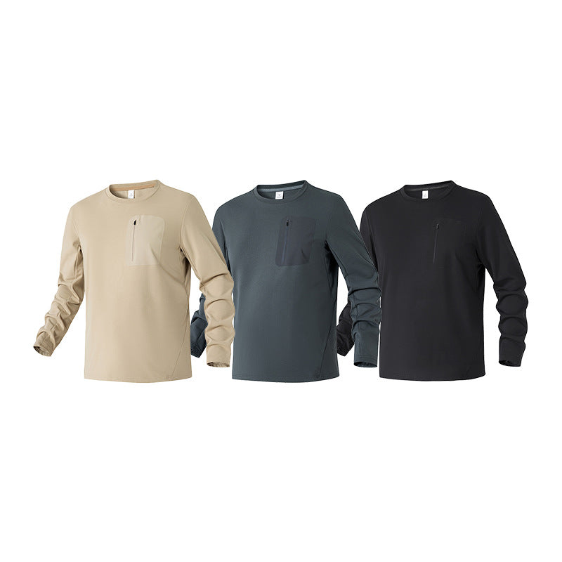 Herren Funktions-Langarmshirt mit Brust-Reißverschlusstasche und atmungsaktivem Performance-Jersey Drune