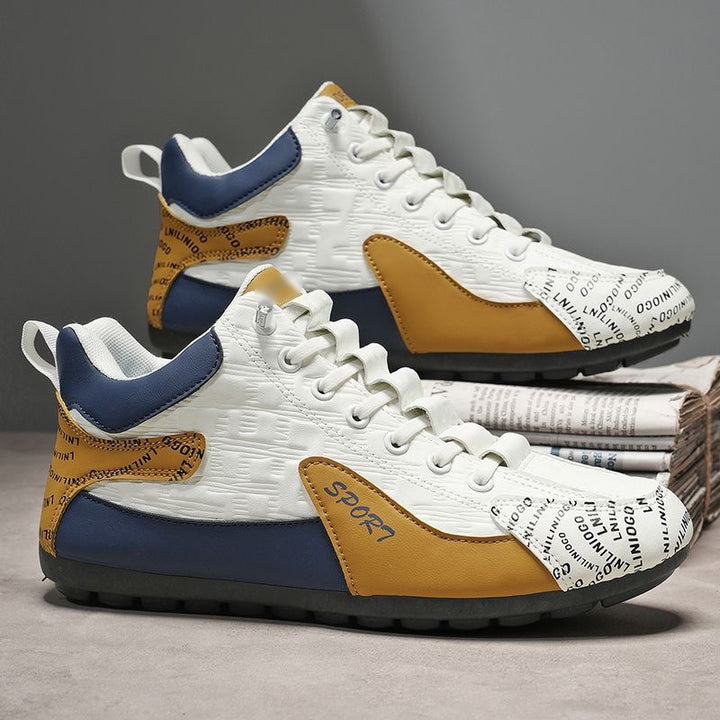 Herren Moderne leichte Schnür-Sneaker mit gepolstertem Kragen und kontrastierenden Overlays Drune