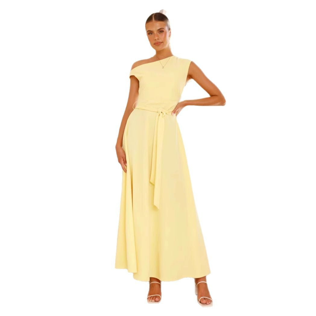 Damen Maxikleid mit asymmetrischem Schnitt und eleganter Drapierung Drune