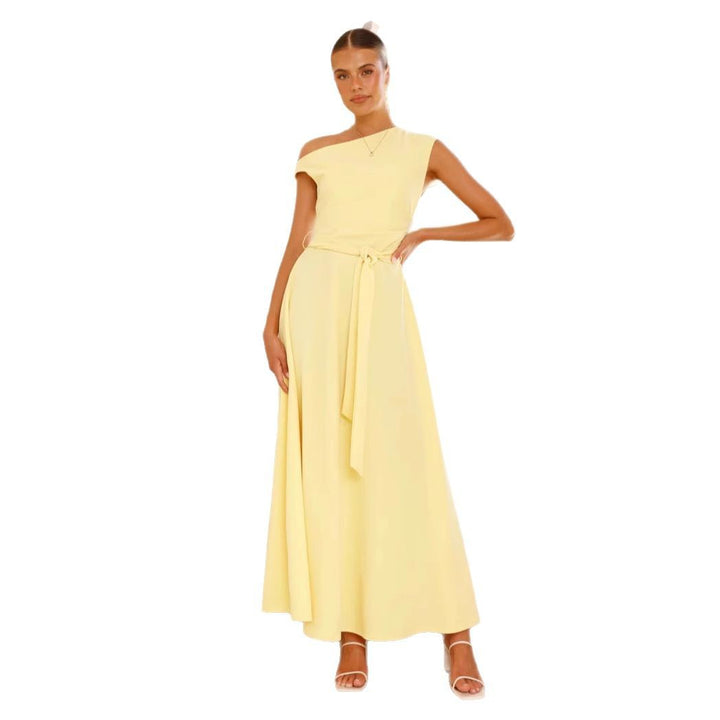 Damen Maxikleid mit asymmetrischem Schnitt und eleganter Drapierung Drune