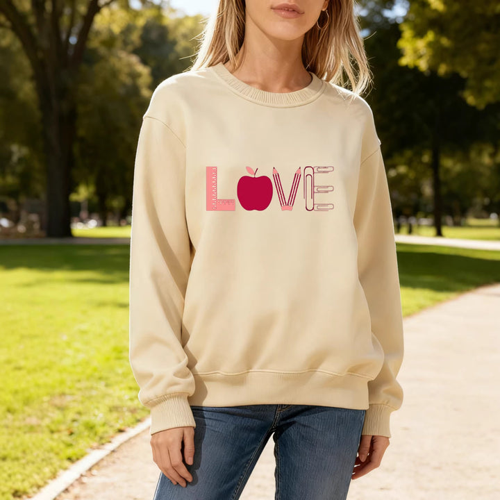Damen Sweatshirt mit kreativem Love-Motiv Drune