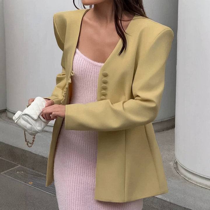 Damen Sculpturaler taillierter Blazer mit markanter Schulterpartie Drune